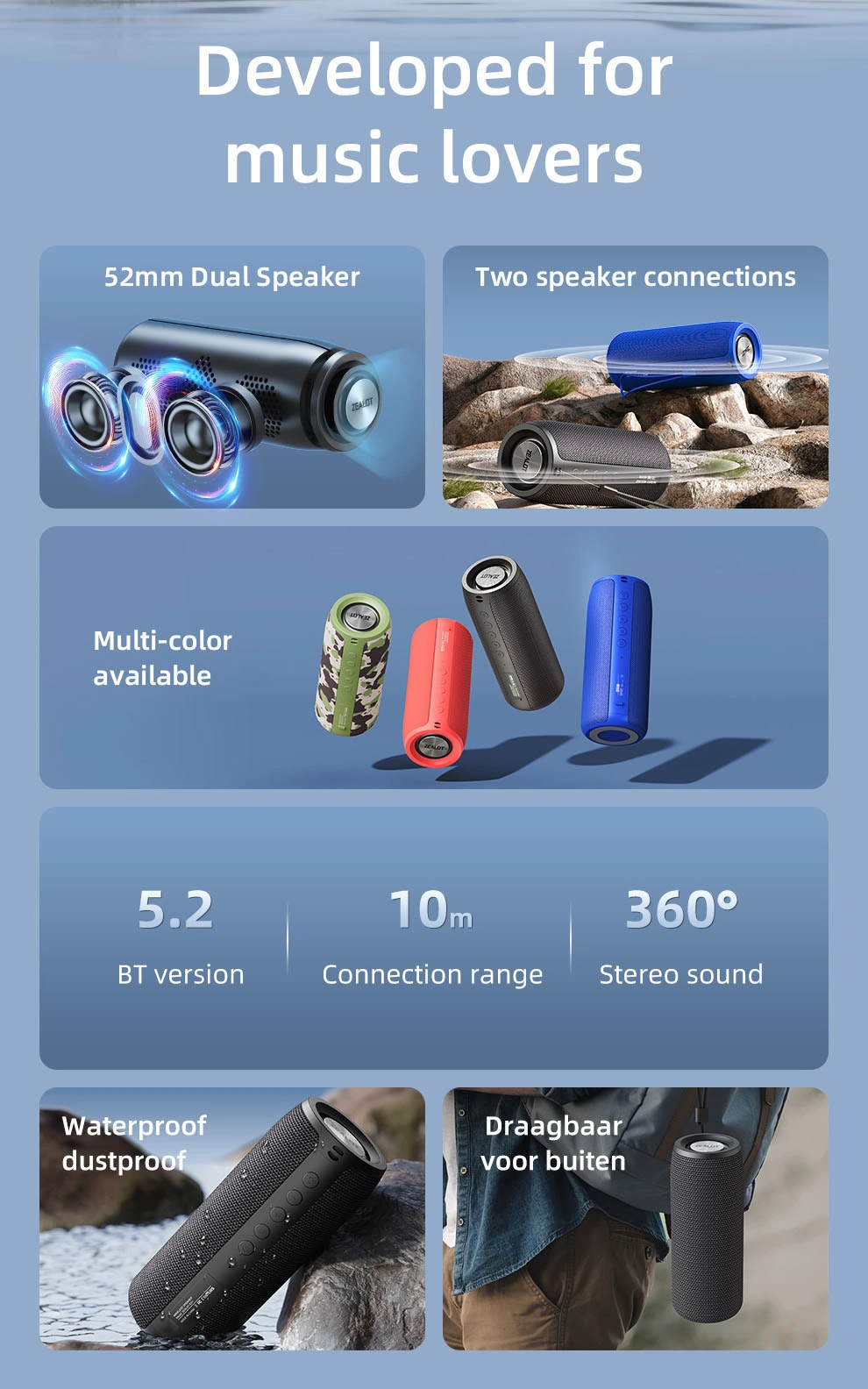 ZEALOT S51 Taşınabilir Bluetooth Hoparlör | Fabrikadan Doğrudan